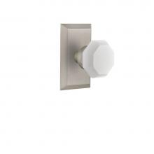 Nostalgic Warehouse 748784 - Nostalgic Warehouse Studio Plate Double Dummy Waldorf White Milk Glass Knob in Satin Nickel