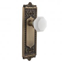 Nostalgic Warehouse 749000 - Nostalgic Warehouse Egg & Dart Plate Privacy Waldorf White Milk Glass Knob in Antique Brass