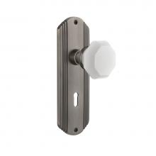 Nostalgic Warehouse 749502 - Nostalgic Warehouse Deco Plate Interior Mortise Waldorf White Milk Glass Knob in Antique Pewter