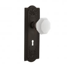 Nostalgic Warehouse 749518 - Nostalgic Warehouse Meadows Plate Interior Mortise Waldorf White Milk Glass Knob in Oil-Rubbed Bro