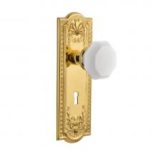Nostalgic Warehouse 749519 - Nostalgic Warehouse Meadows Plate Interior Mortise Waldorf White Milk Glass Knob in Polished Brass