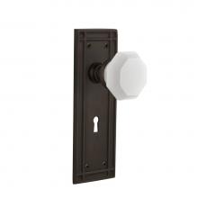 Nostalgic Warehouse 749525 - Nostalgic Warehouse Mission Plate Interior Mortise Waldorf White Milk Glass Knob in Oil-Rubbed Bro