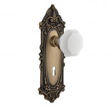 Nostalgic Warehouse 749552 - Nostalgic Warehouse Victorian Plate Interior Mortise Waldorf White Milk Glass Knob in Antique Bras