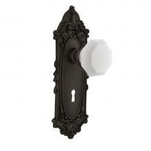 Nostalgic Warehouse 749554 - Nostalgic Warehouse Victorian Plate Interior Mortise Waldorf White Milk Glass Knob in Oil-Rubbed B