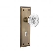 Nostalgic Warehouse 751665 - Nostalgic Warehouse New York Plate Interior Mortise Crystal Egg & Dart Knob in Antique Brass