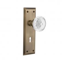 Nostalgic Warehouse 752044 - Nostalgic Warehouse New York Plate Passage with Keyhole Crystal Meadows Knob in Antique Brass