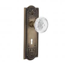 Nostalgic Warehouse 752291 - Nostalgic Warehouse Meadows Plate Double Dummy with Keyhole Crystal Meadows Knob in Antique Brass