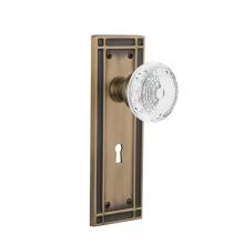 Nostalgic Warehouse 752424 - Nostalgic Warehouse Mission Plate Single Dummy with Keyhole Crystal Meadows Knob in Antique Brass