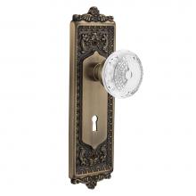 Nostalgic Warehouse 752446 - Nostalgic Warehouse Egg & Dart Plate Passage with Keyhole Crystal Meadows Knob in Antique Bras