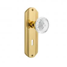 Nostalgic Warehouse 752465 - Nostalgic Warehouse Deco Plate Privacy with Keyhole Crystal Meadows Knob in Unlacquered Brass