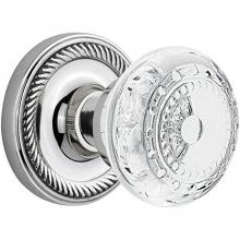 Nostalgic Warehouse 752563 - Nostalgic Warehouse Rope Rosette Privacy Crystal Meadows Knob in Bright Chrome