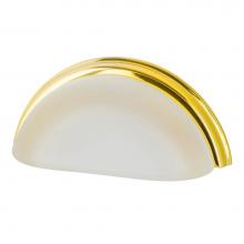 Nostalgic Warehouse 755409 - Nostalgic Warehouse Cup Pull Crystal Frosted 3'' on Center in Polished Brass