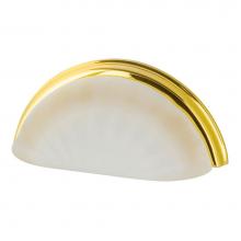 Nostalgic Warehouse 755427 - Nostalgic Warehouse Cup Pull Crystal Frosted Fluted 3'' on Center in Polished Brass