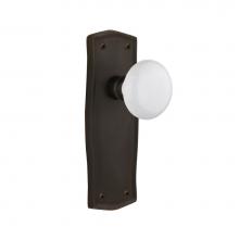 Nostalgic Warehouse 706231 - Nostalgic Warehouse Prairie Plate Single Dummy White Porcelain Door Knob in Oil-Rubbed Bronze