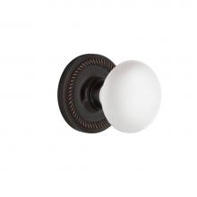 Nostalgic Warehouse 707868 - Nostalgic Warehouse Rope Rosette Passage White Porcelain Door Knob in Timeless Bronze