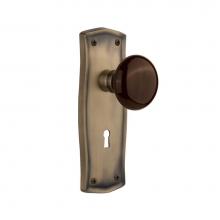 Nostalgic Warehouse 710522 - Nostalgic Warehouse Prairie Plate with Keyhole Passage Brown Porcelain Door Knob in Antique Brass