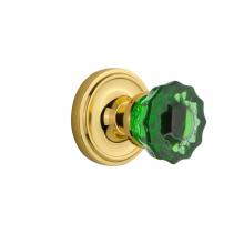 Nostalgic Warehouse 720170 - Nostalgic Warehouse Classic Rosette Passage Crystal Emerald Glass Door Knob in Polished Brass