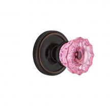 Nostalgic Warehouse 720174 - Nostalgic Warehouse Classic Rosette Passage Crystal Pink Glass Door Knob in Timeless Bronze