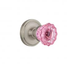 Nostalgic Warehouse 720189 - Nostalgic Warehouse Classic Rosette Passage Crystal Pink Glass Door Knob in Satin Nickel