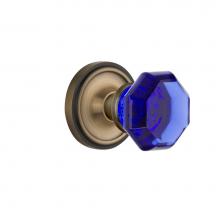 Nostalgic Warehouse 720210 - Nostalgic Warehouse Classic Rosette Passage Waldorf Cobalt Door Knob in Antique Brass