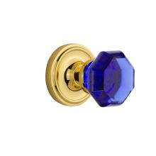 Nostalgic Warehouse 720242 - Nostalgic Warehouse Classic Rosette Passage Waldorf Cobalt Door Knob in Unlaquered Brass