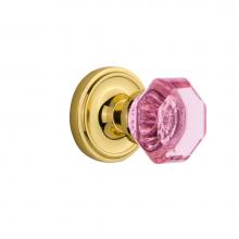 Nostalgic Warehouse 720243 - Nostalgic Warehouse Classic Rosette Passage Waldorf Pink Door Knob in Unlaquered Brass