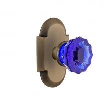 Nostalgic Warehouse 720267 - Nostalgic Warehouse Cottage Plate Passage Crystal Cobalt Glass Door Knob in Antique Brass