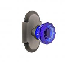 Nostalgic Warehouse 720270 - Nostalgic Warehouse Cottage Plate Passage Crystal Cobalt Glass Door Knob in Antique Pewter