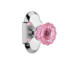 Nostalgic Warehouse 720272 - Nostalgic Warehouse Cottage Plate Passage Crystal Pink Glass Door Knob in Bright Chrome