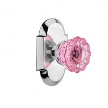 Nostalgic Warehouse 720281 - Nostalgic Warehouse Cottage Plate Passage Crystal Pink Glass Door Knob in Bright Chrome