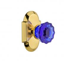 Nostalgic Warehouse 720288 - Nostalgic Warehouse Cottage Plate Passage Crystal Cobalt Glass Door Knob in Polished Brass