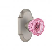 Nostalgic Warehouse 720290 - Nostalgic Warehouse Cottage Plate Passage Crystal Pink Glass Door Knob in Satin Nickel