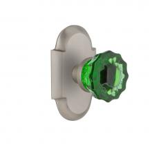 Nostalgic Warehouse 720304 - Nostalgic Warehouse Cottage Plate Passage Crystal Emerald Glass Door Knob in Satin Nickel