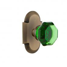 Nostalgic Warehouse 720310 - Nostalgic Warehouse Cottage Plate Passage Waldorf Emerald Door Knob in Antique Brass