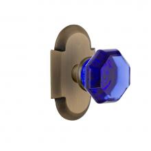 Nostalgic Warehouse 720320 - Nostalgic Warehouse Cottage Plate Passage Waldorf Cobalt Door Knob in Antique Brass