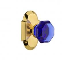 Nostalgic Warehouse 720336 - Nostalgic Warehouse Cottage Plate Passage Waldorf Cobalt Door Knob in Polished Brass