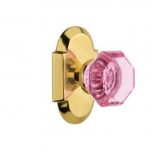 Nostalgic Warehouse 720337 - Nostalgic Warehouse Cottage Plate Passage Waldorf Pink Door Knob in Polished Brass