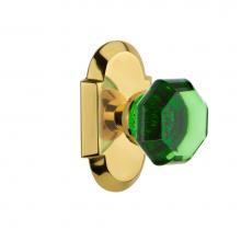 Nostalgic Warehouse 720338 - Nostalgic Warehouse Cottage Plate Passage Waldorf Emerald Door Knob in Polished Brass