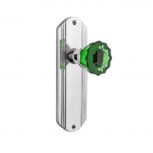 Nostalgic Warehouse 720442 - Nostalgic Warehouse Deco Plate Passage Crystal Emerald Glass Door Knob in Bright Chrome