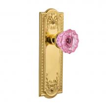 Nostalgic Warehouse 720674 - Nostalgic Warehouse Meadows Plate Passage Crystal Pink Glass Door Knob in Polished Brass