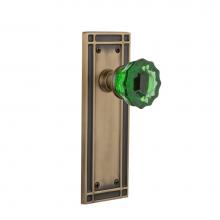 Nostalgic Warehouse 720750 - Nostalgic Warehouse Mission Plate Passage Crystal Emerald Glass Door Knob in Antique Brass