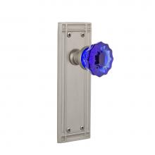 Nostalgic Warehouse 720767 - Nostalgic Warehouse Mission Plate Passage Crystal Cobalt Glass Door Knob in Satin Nickel