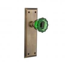 Nostalgic Warehouse 720814 - Nostalgic Warehouse New York Plate Passage Crystal Emerald Glass Door Knob in Antique Brass