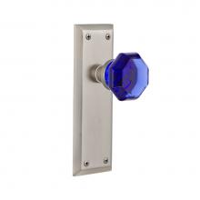 Nostalgic Warehouse 720892 - Nostalgic Warehouse New York Plate Passage Waldorf Cobalt Door Knob in Satin Nickel