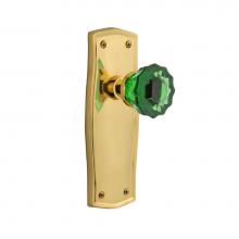 Nostalgic Warehouse 720971 - Nostalgic Warehouse Prairie Plate Passage Crystal Emerald Glass Door Knob in Unlaquered Brass