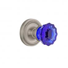 Nostalgic Warehouse 721076 - Nostalgic Warehouse Rope Rosette Passage Crystal Cobalt Glass Door Knob in Satin Nickel