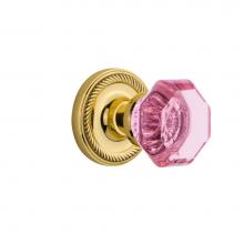 Nostalgic Warehouse 721145 - Nostalgic Warehouse Rope Rosette Passage Waldorf Pink Door Knob in Unlaquered Brass