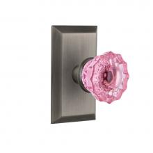 Nostalgic Warehouse 721151 - Nostalgic Warehouse Studio Plate Passage Crystal Pink Glass Door Knob in Antique Pewter