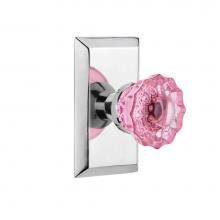 Nostalgic Warehouse 721154 - Nostalgic Warehouse Studio Plate Passage Crystal Pink Glass Door Knob in Bright Chrome