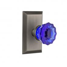 Nostalgic Warehouse 721161 - Nostalgic Warehouse Studio Plate Passage Crystal Cobalt Glass Door Knob in Antique Pewter